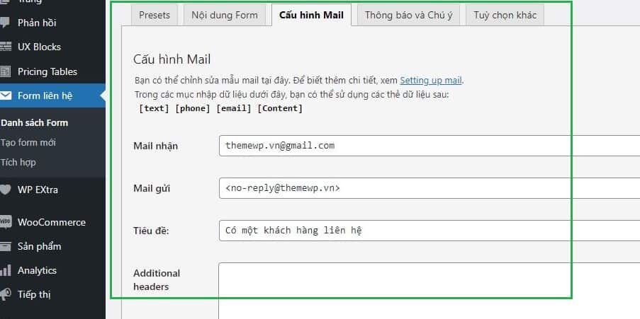 Đổi Email Trong Contact Form