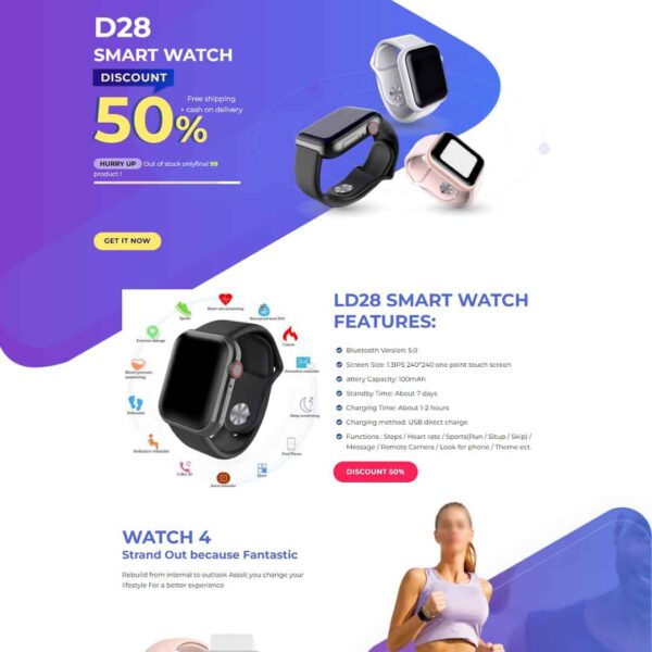 Theme WordPress landing page bán đồng hồ thông minh smartwatch