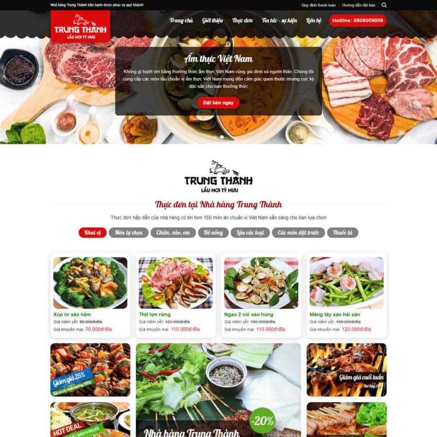 Theme WordPress nhà hàng, ăn uống
