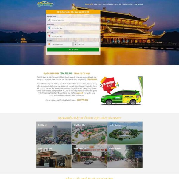 Theme WordPress Landing page dịch vụ taxi